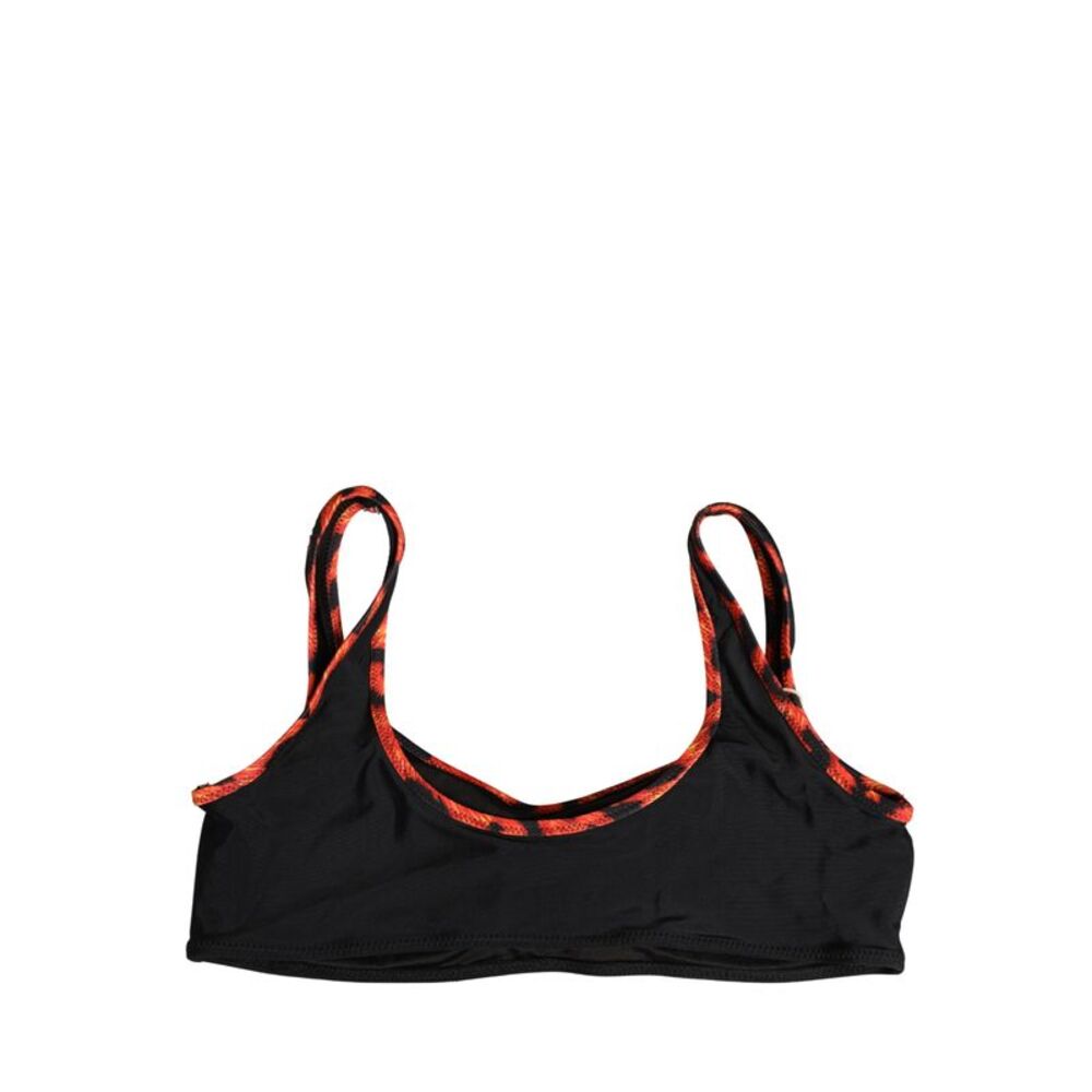 Pyrex Black Top Orange Leopard Print Bottom 2 Piece Women's Swimwear